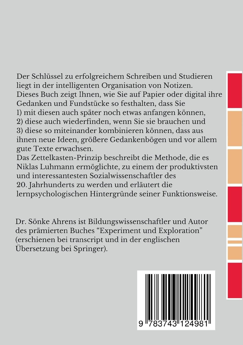Rückseite: 9783743124981 | Das Zettelkasten-Prinzip | Sönke Ahrens | Taschenbuch | 160 S. | 2017