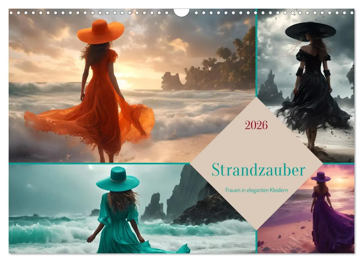 Cover: 9783457385081 | Strandzauber- Frauen in eleganten Kleidern (Wandkalender 2026 DIN...