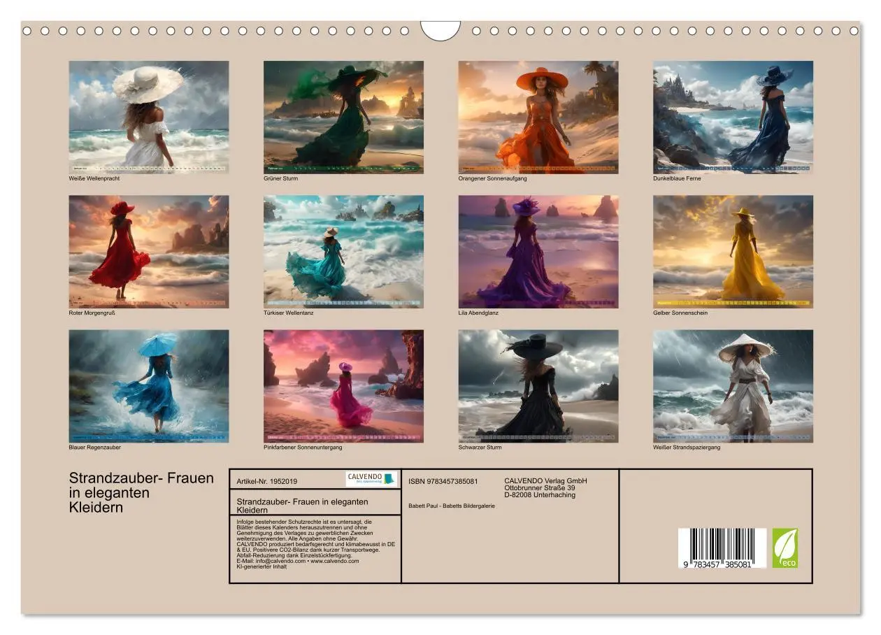 Bild: 9783457385081 | Strandzauber- Frauen in eleganten Kleidern (Wandkalender 2026 DIN...