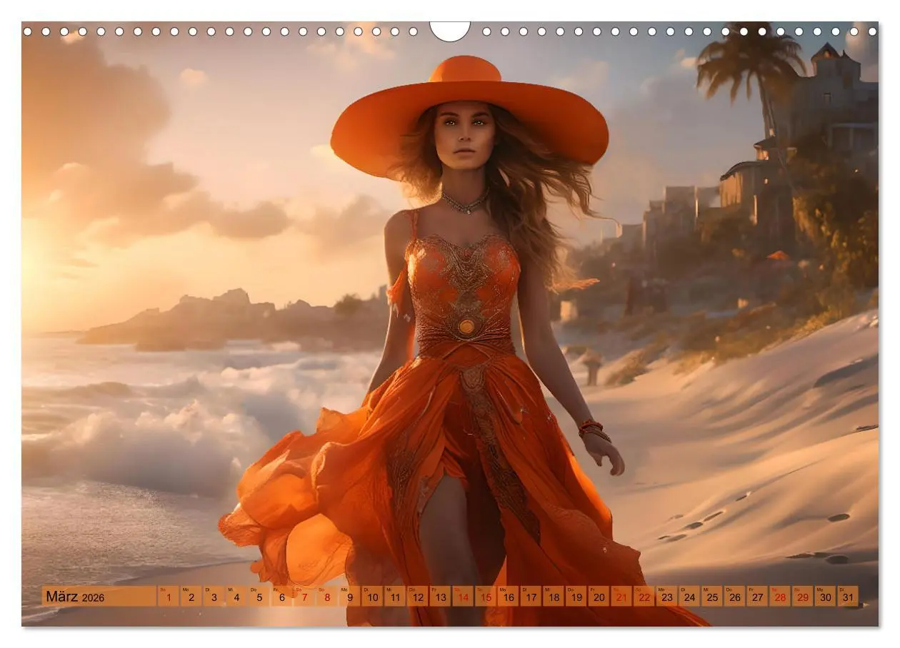 Bild: 9783457385081 | Strandzauber- Frauen in eleganten Kleidern (Wandkalender 2026 DIN...