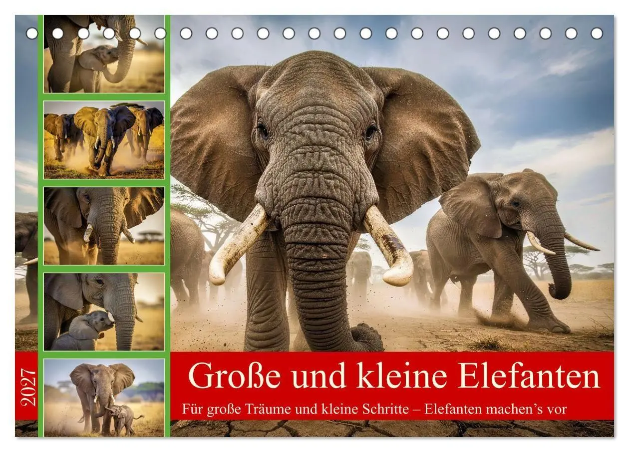 Cover: 9783516785081 | Große und kleine Elefanten (Tischkalender 2027 DIN A5 quer),...