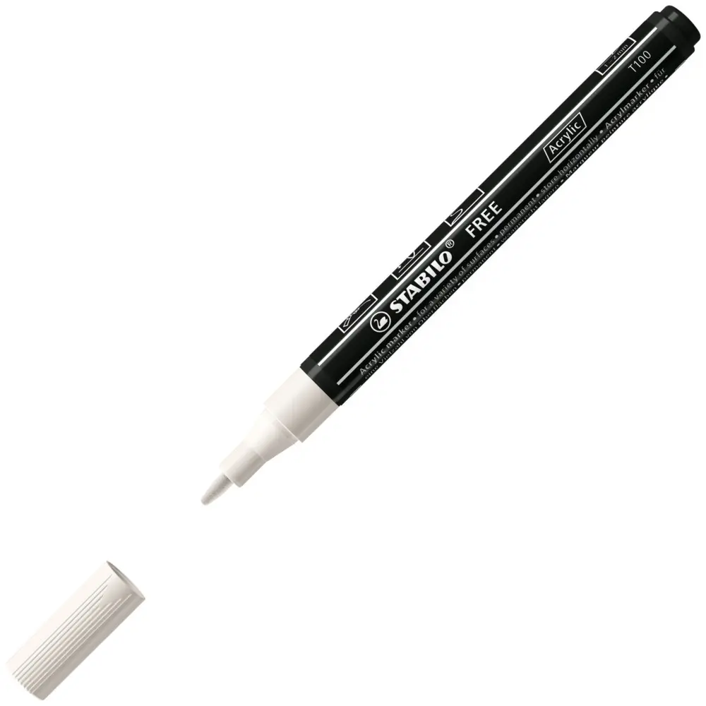 Bild: 4006381615181 | Acrylmarker, STABILO FREE Acrylic, 3er Pack, weiß, 3 verschiedene...