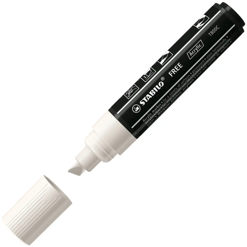 Bild: 4006381615181 | Acrylmarker, STABILO FREE Acrylic, 3er Pack, weiß, 3 verschiedene...