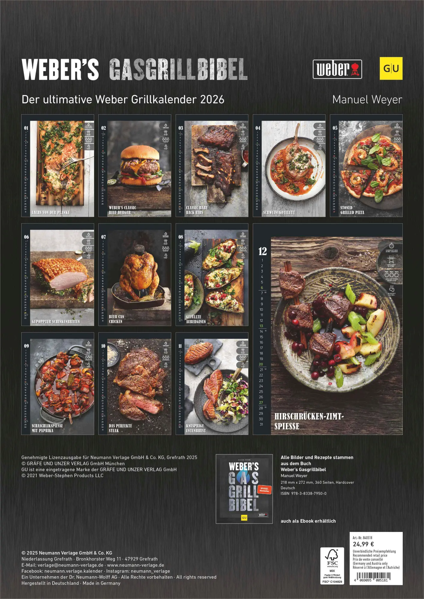 Bild: 4069095005181 | Weber´s Gasgrillbibel 2026 | Kalender | 26 S. | Deutsch | 2026