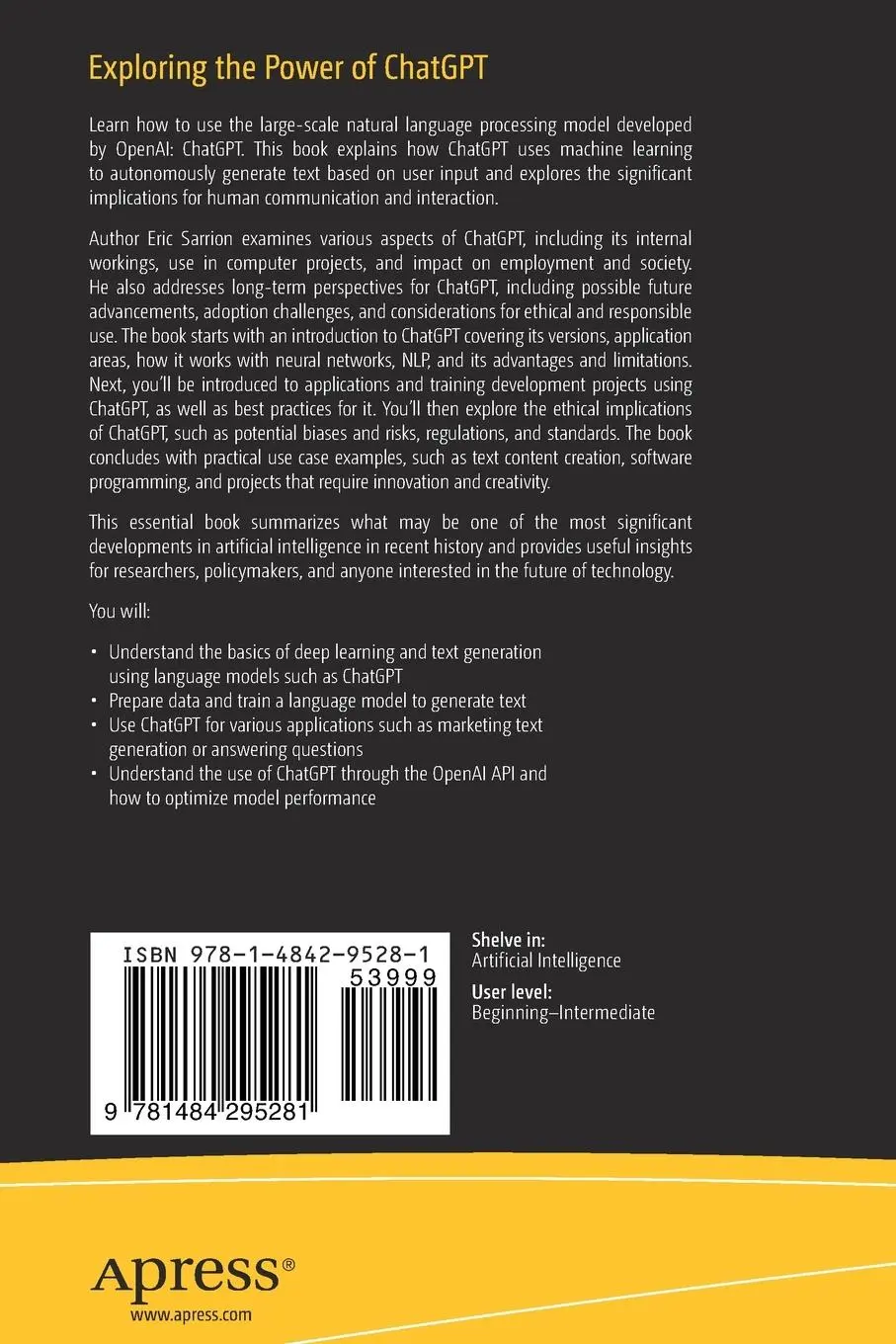Rückseite: 9781484295281 | Exploring the Power of ChatGPT | Eric Sarrion | Taschenbuch | xi
