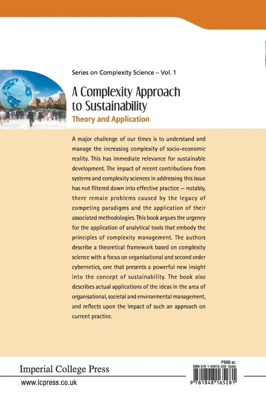 Rückseite: 9781848165281 | COMPLEXITY APPROACH TO SUSTAINABILITY, A | THEORY AND APPLICATION | Al