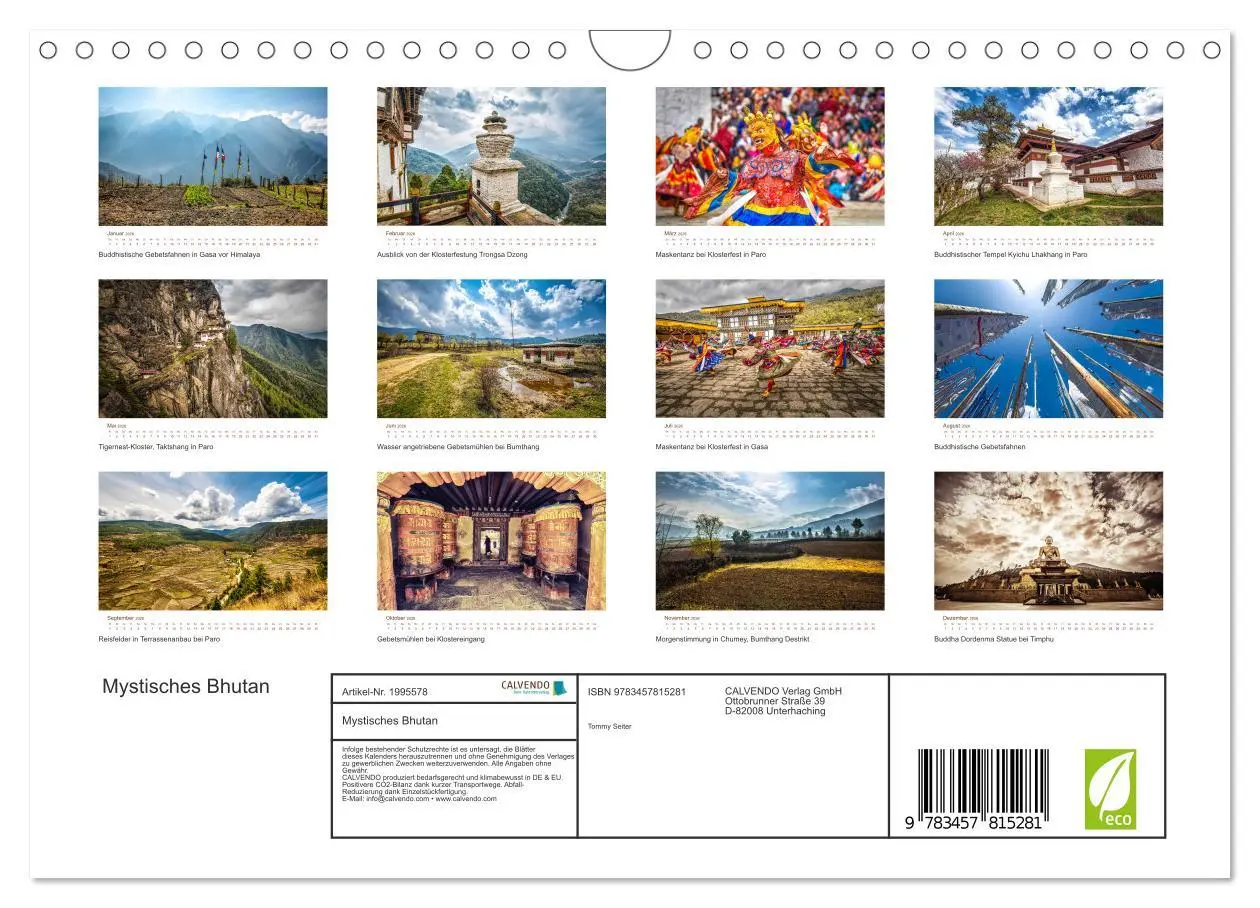 Bild: 9783457815281 | Mystisches Bhutan (Wandkalender 2026 DIN A4 quer), CALVENDO...
