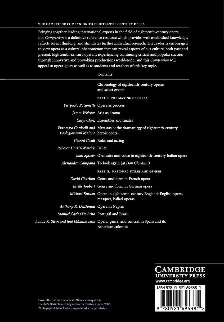 Rückseite: 9780521695381 | The Cambridge Companion to Eighteenth-Century Opera | Deldonna (u. a.)