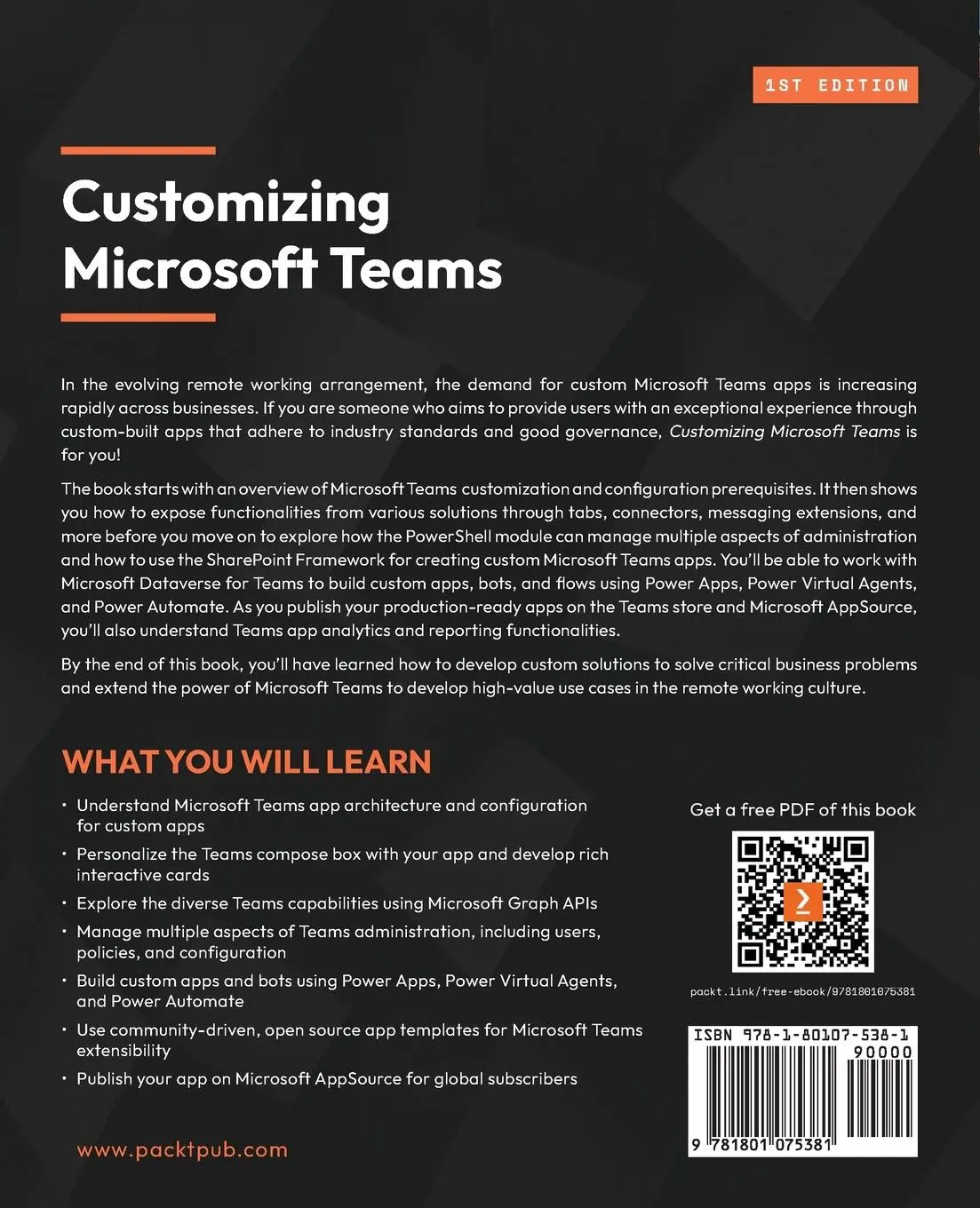 Rückseite: 9781801075381 | Customizing Microsoft Teams | Gopi Kondameda | Taschenbuch | Englisch