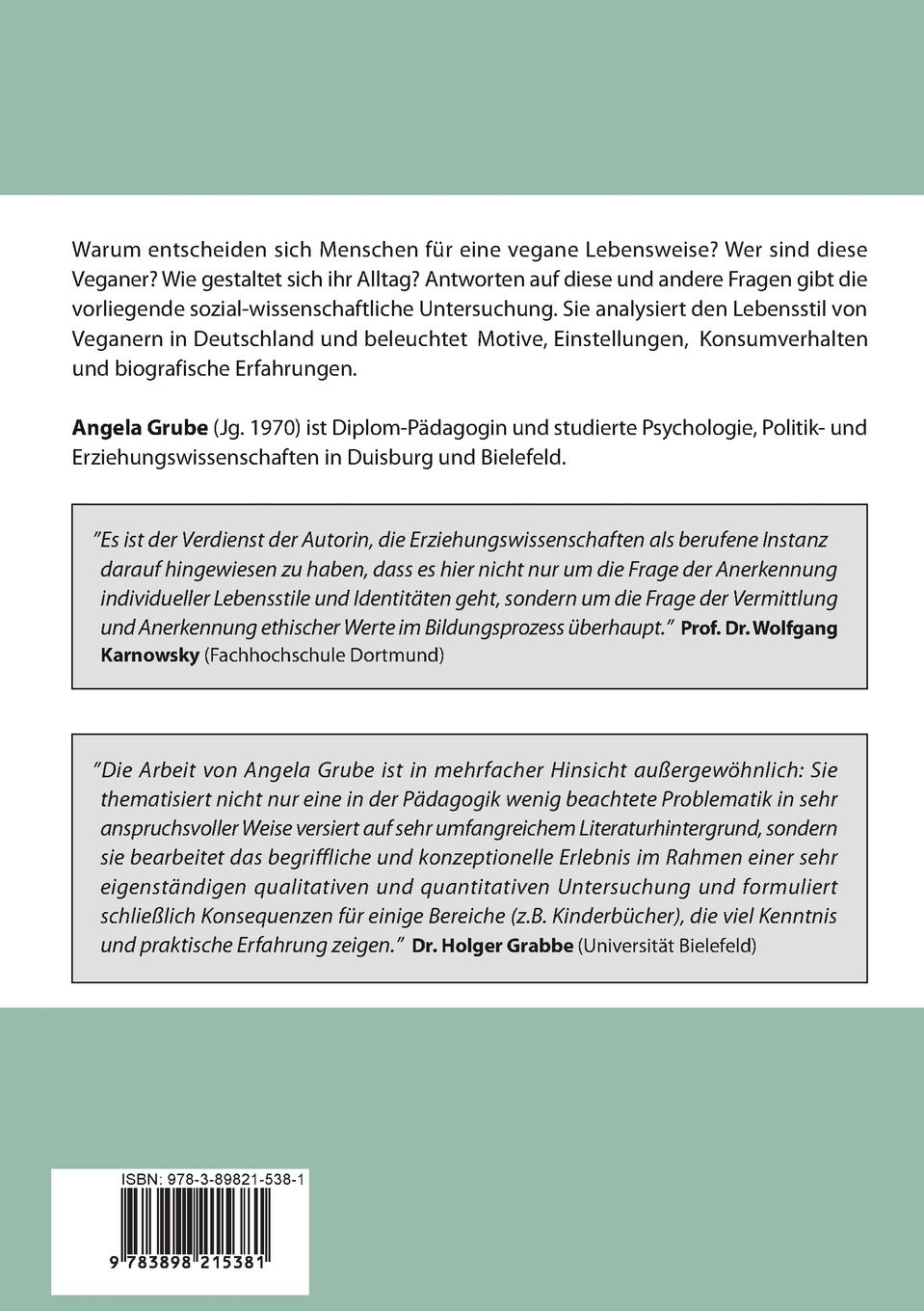 Rückseite: 9783898215381 | Vegane Lebensstile - diskutiert im Rahmen einer...