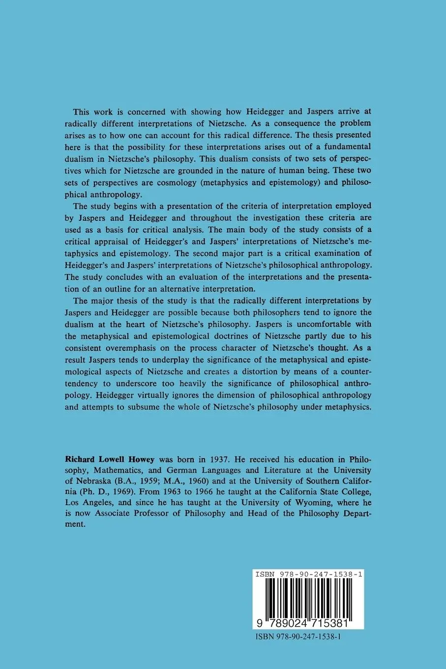 Rückseite: 9789024715381 | Heidegger and Jaspers on Nietzsche | R. L. Howey | Taschenbuch