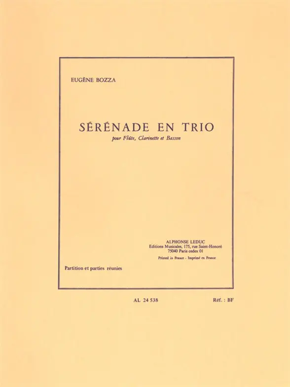 Cover: 9790046245381 | Sérénade en trio pour flûte, clarinette et basson partition et parties