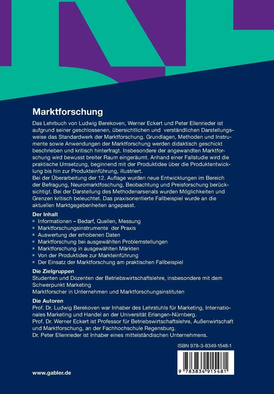 Rückseite: 9783834915481 | Marktforschung | Methodische Grundlagen und praktische Anwendung