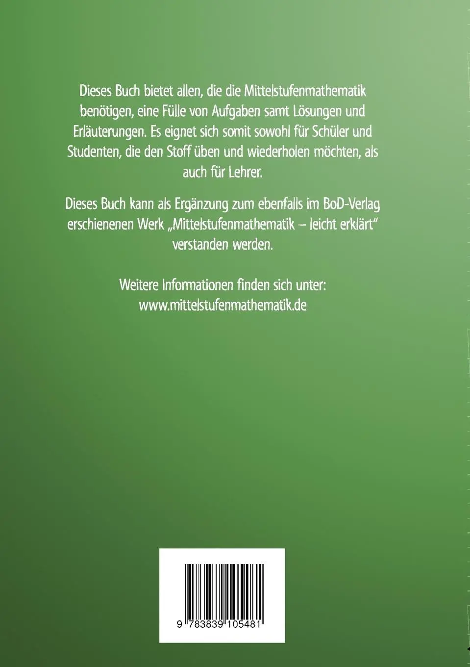Rückseite: 9783839105481 | Aufgabensammlung zur Mittelstufenmathematik | leicht erklärt | Homann