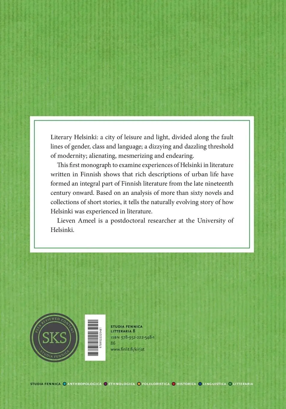 Rückseite: 9789522225481 | Helsinki in Early Twentieth-Century Literature | Lieven Ameel | Buch