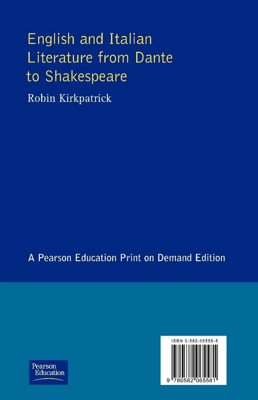 Rückseite: 9780582065581 | English and Italian Literature From Dante to Shakespeare | Kirkpatrick