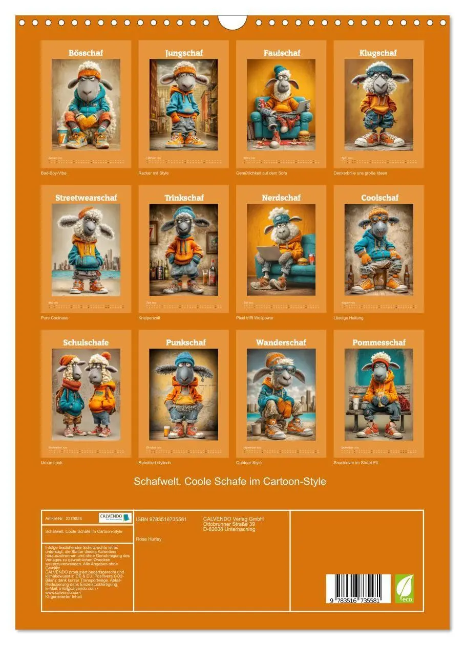 Bild: 9783516735581 | Schafwelt. Coole Schafe im Cartoon-Style (Wandkalender 2026 DIN A3...
