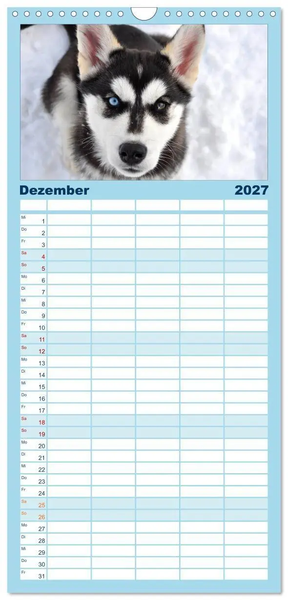 Bild: 9783594335581 | Familienplaner 2027 - Husky-Kalender mit 5 Spalten (Wandkalender,...