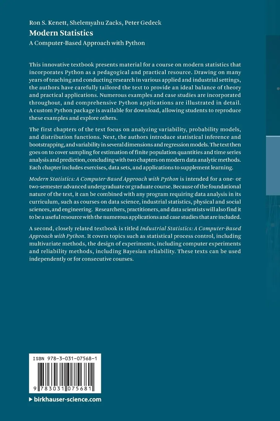 Rückseite: 9783031075681 | Modern Statistics | A Computer-Based Approach with Python | Buch