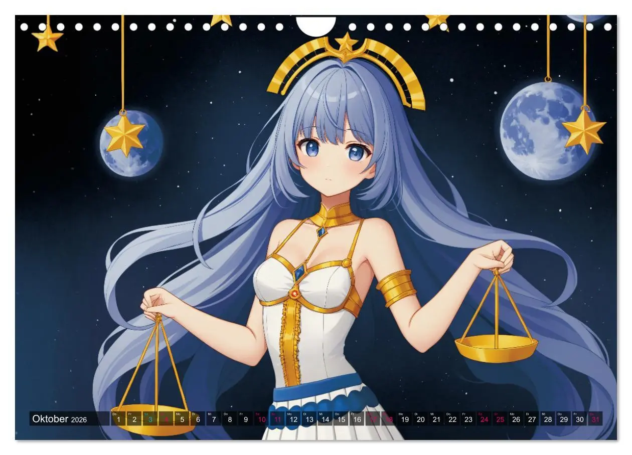 Bild: 9783457325681 | Manga Kalender Sternzeichen (Wandkalender 2026 DIN A4 quer),...