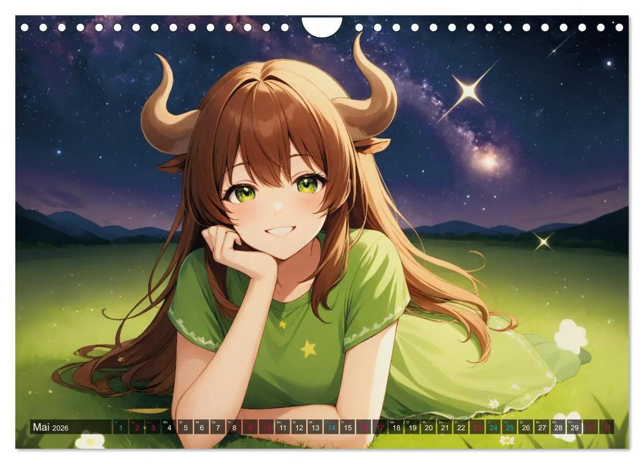 Bild: 9783457325681 | Manga Kalender Sternzeichen (Wandkalender 2026 DIN A4 quer),...