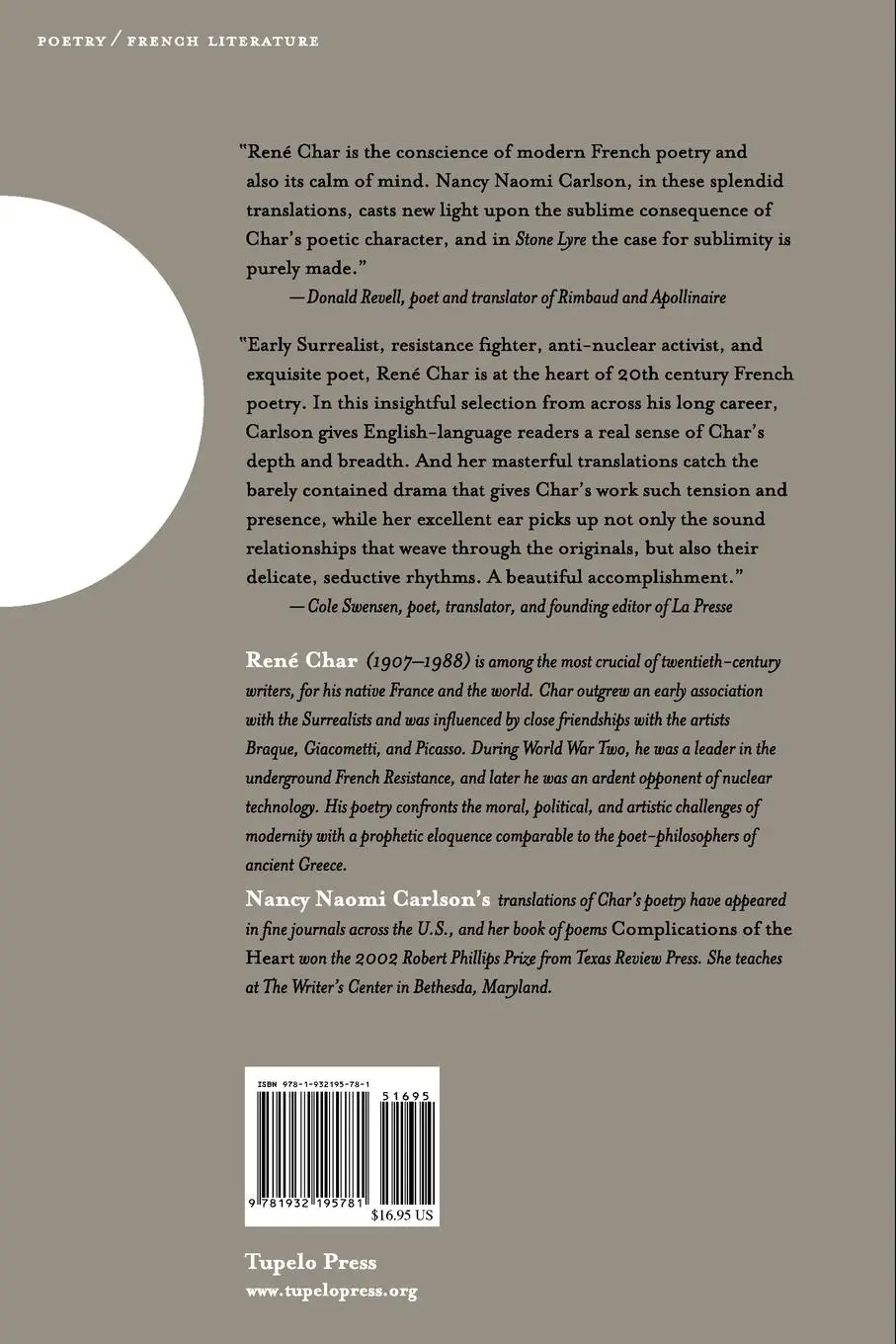 Rückseite: 9781932195781 | Stone Lyre | René Char | Taschenbuch | Einband - flex.(Paperback)