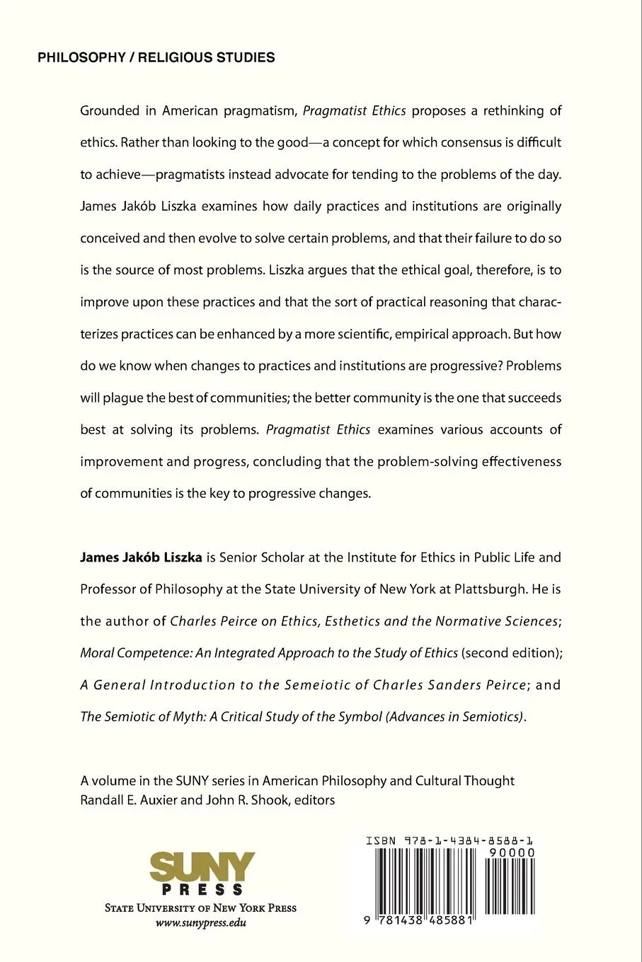 Rückseite: 9781438485881 | Pragmatist Ethics | A Problem-Based Approach to What Matters | Liszka
