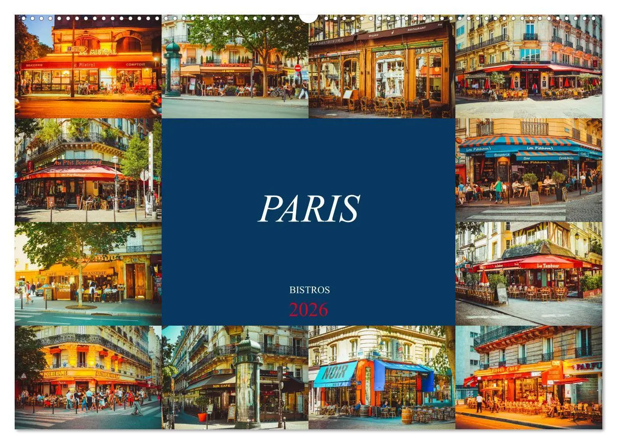 Cover: 9783457855881 | Paris Bistros (Wandkalender 2026 DIN A2 quer), CALVENDO Monatskalender