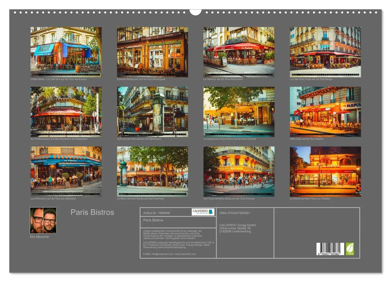 Bild: 9783457855881 | Paris Bistros (Wandkalender 2026 DIN A2 quer), CALVENDO Monatskalender