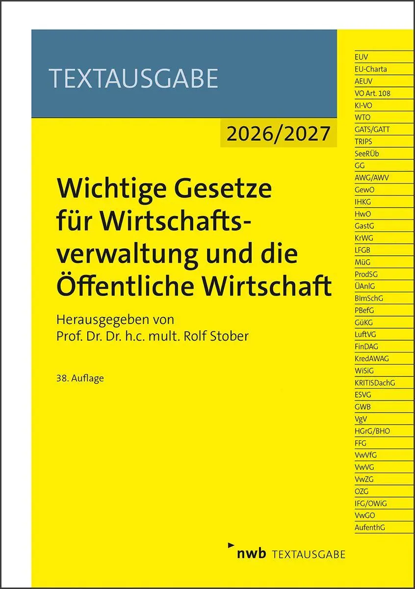 Cover: 9783482675881 | Wichtige Gesetze für Wirtschaftsverwaltung und die Öffentliche...