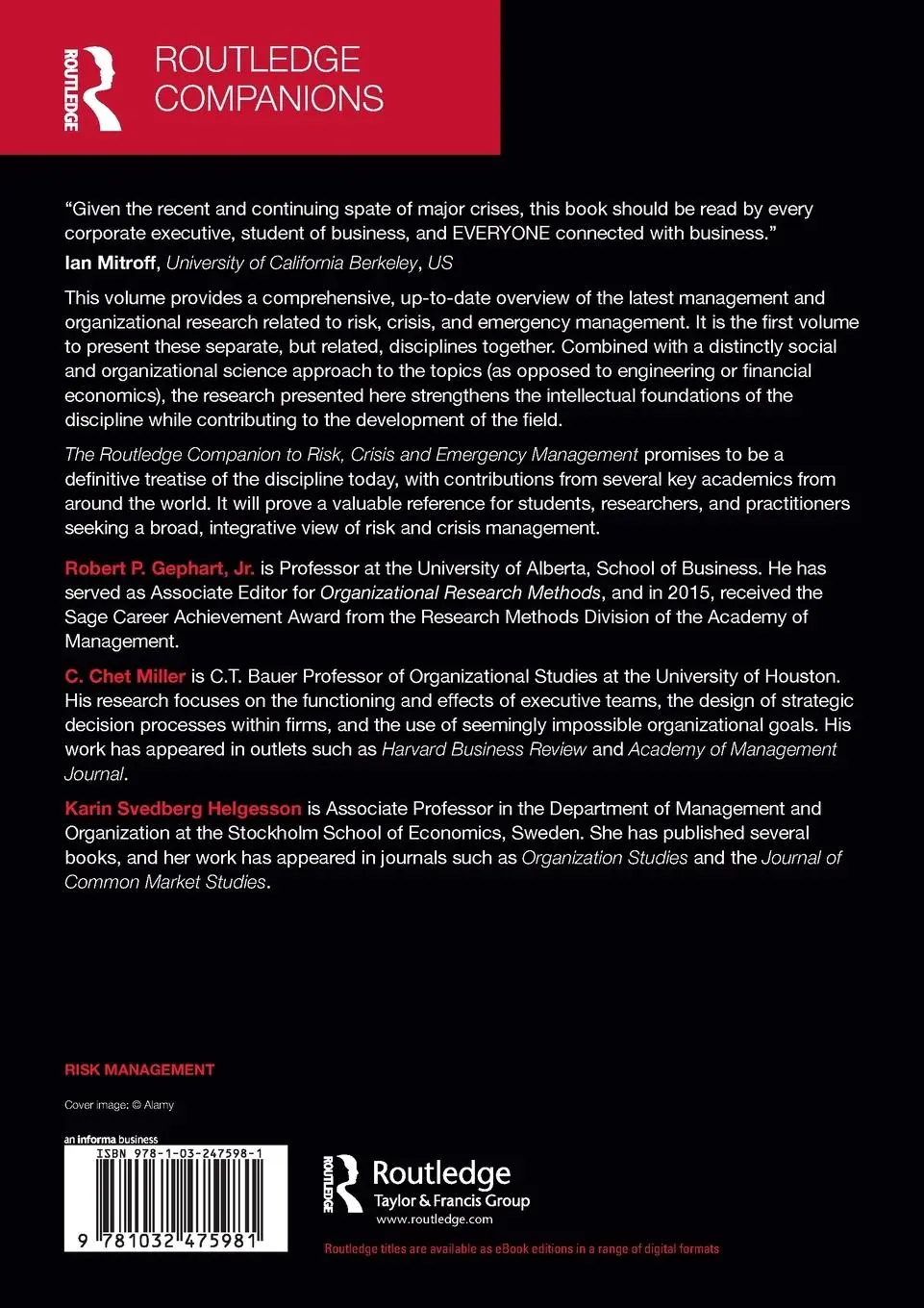 Rückseite: 9781032475981 | The Routledge Companion to Risk, Crisis and Emergency Management