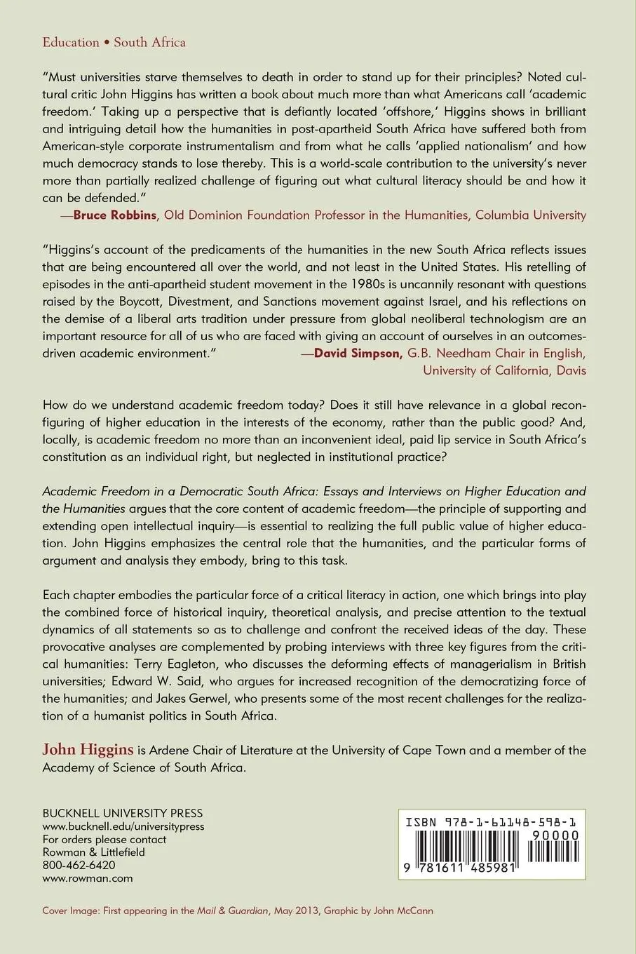 Rückseite: 9781611485981 | Academic Freedom in a Democratic South Africa | John Higgins | Buch