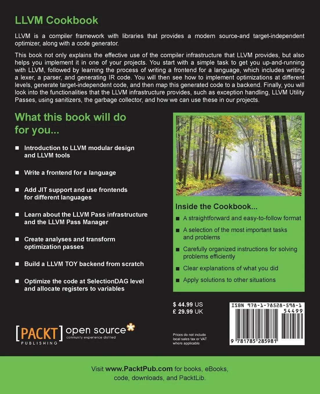 Rückseite: 9781785285981 | LLVM Cookbook | Mayur Pandey (u. a.) | Taschenbuch | Englisch | 2015