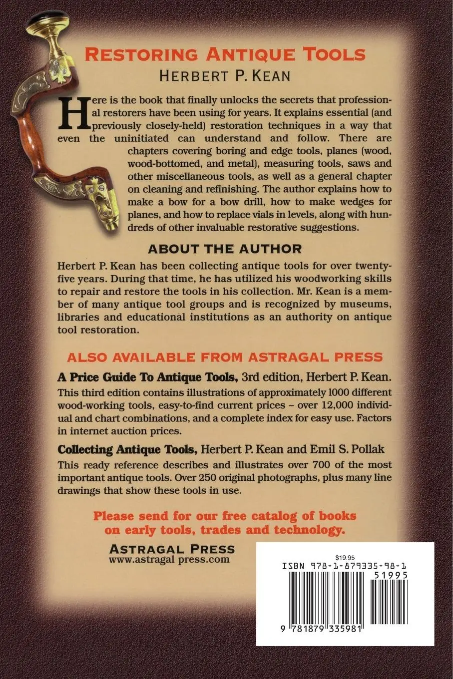 Rückseite: 9781879335981 | Restoring Antique Tools | Herbert P. Kean | Taschenbuch | Englisch