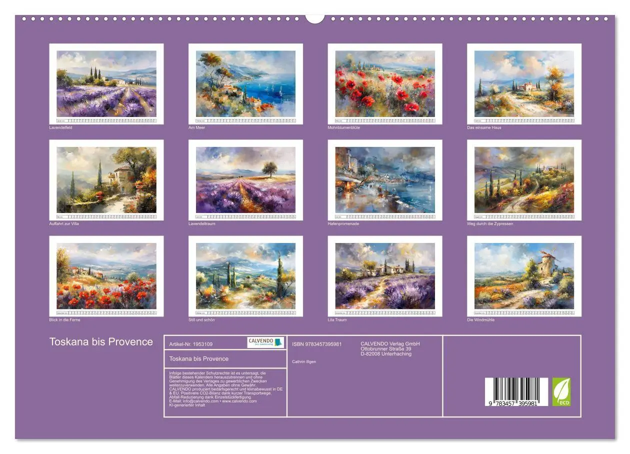 Bild: 9783457395981 | Toskana bis Provence (hochwertiger Premium Wandkalender 2026 DIN A2...