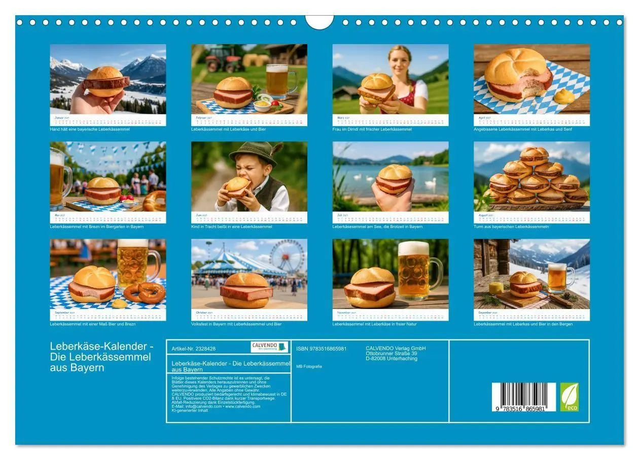 Bild: 9783516865981 | Leberkäse-Kalender - Die Leberkässemmel aus Bayern (Wandkalender...