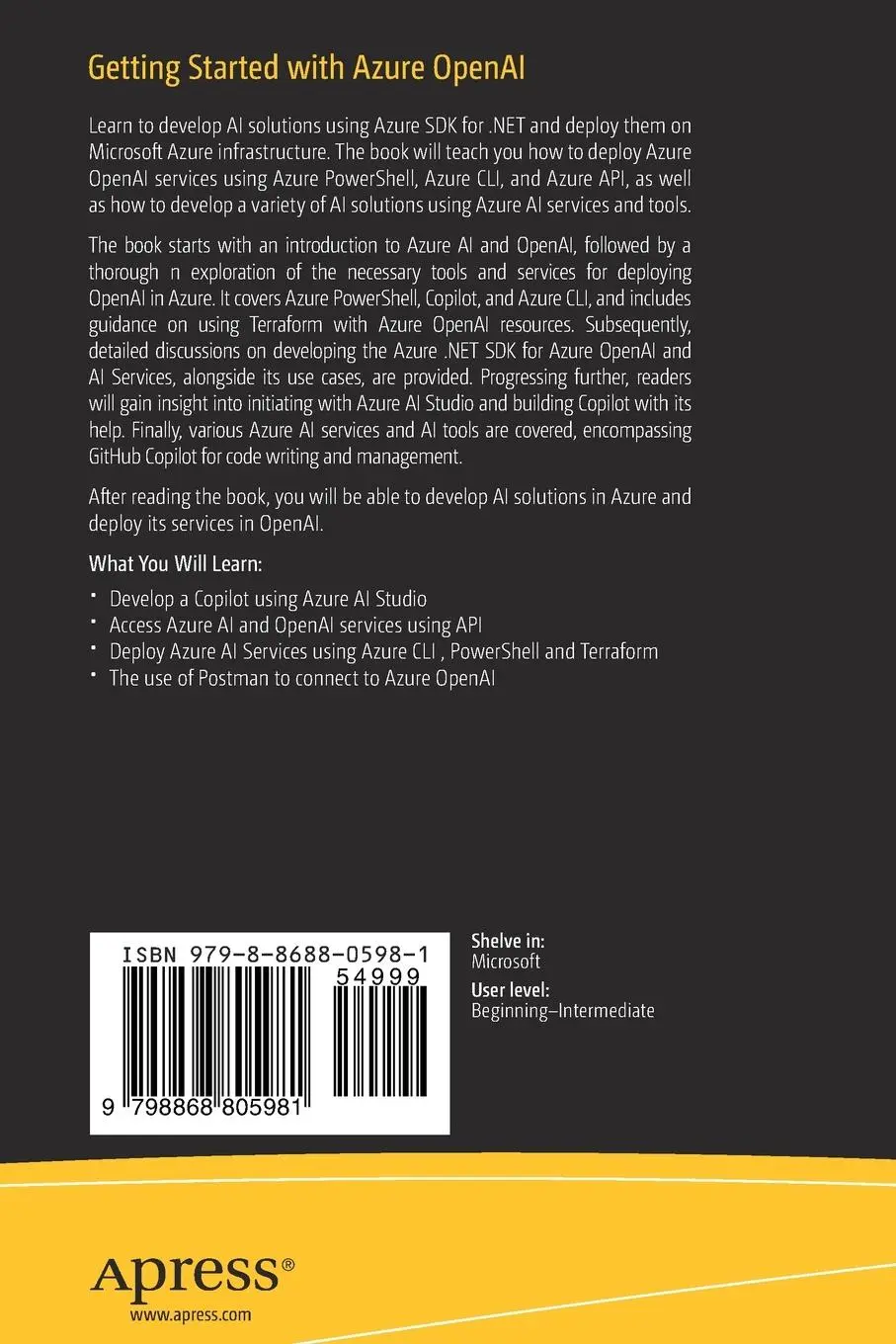 Rückseite: 9798868805981 | Getting Started with Azure OpenAI | Shimon Ifrah | Taschenbuch | xiv
