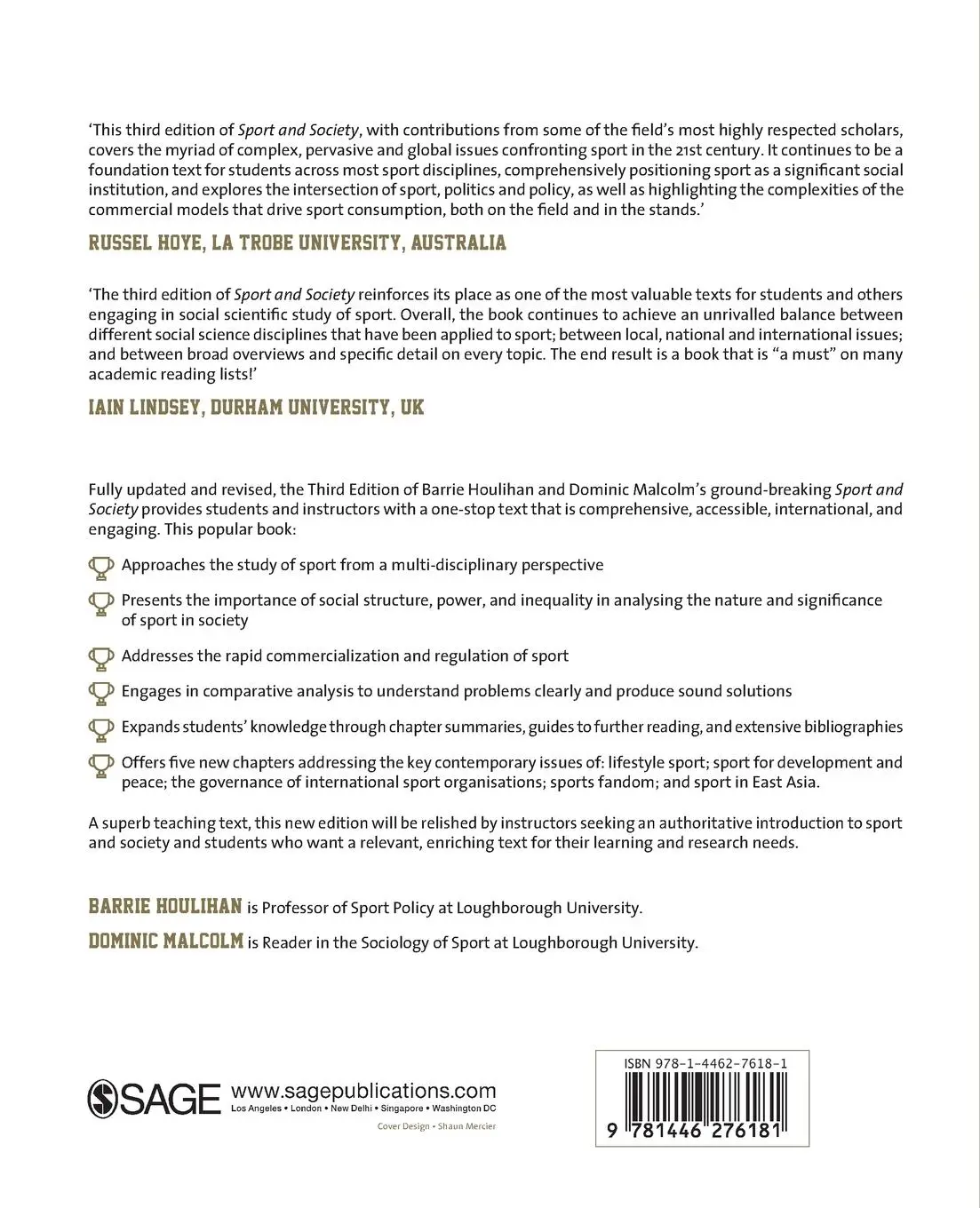 Rückseite: 9781446276181 | Sport and Society | A Student Introduction | Barrie Houlihan (u. a.)