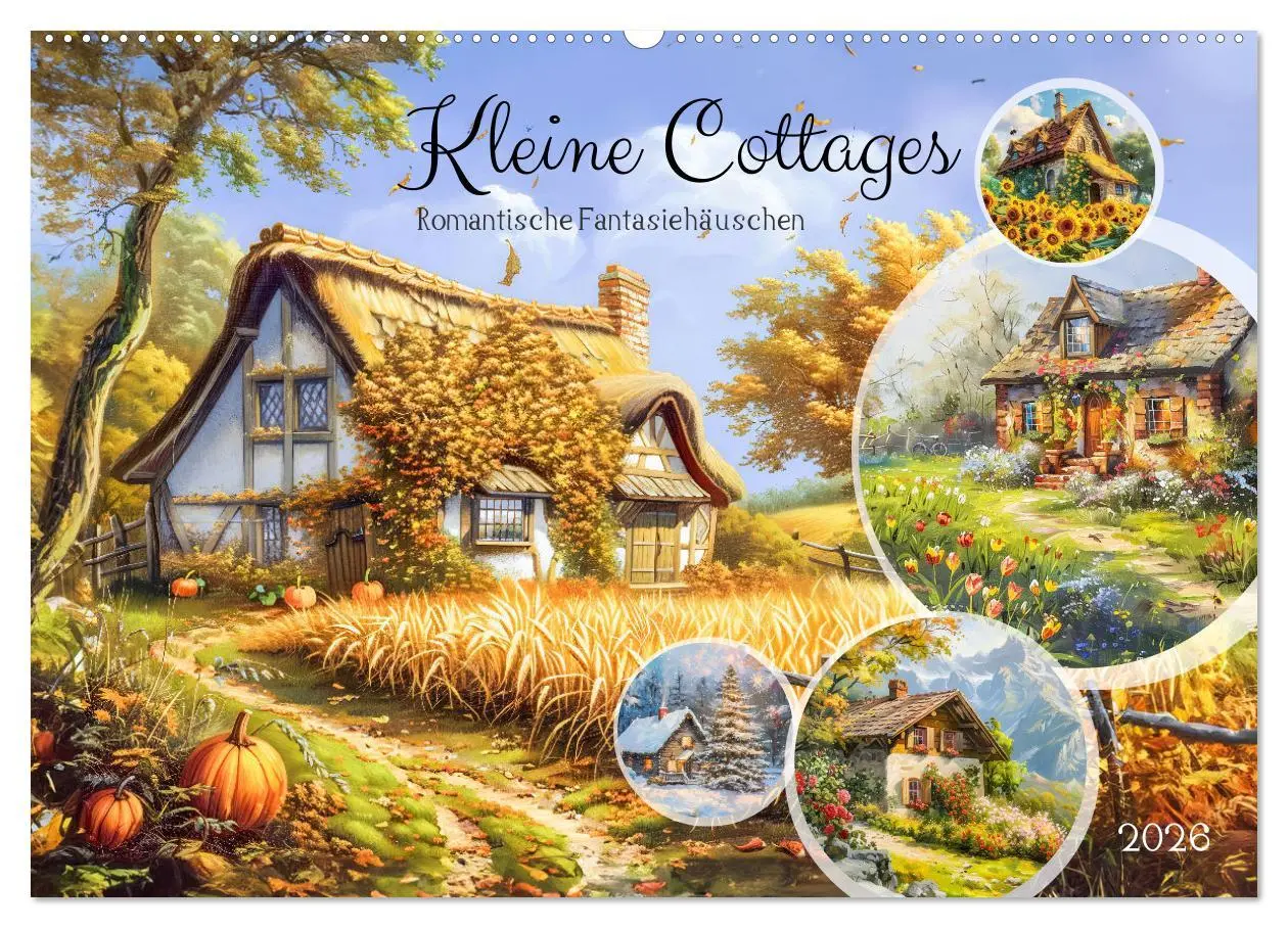 Cover: 9783457406281 | Kleine Cottages - Romantische Fantasiehäuschen (Wandkalender 2026...