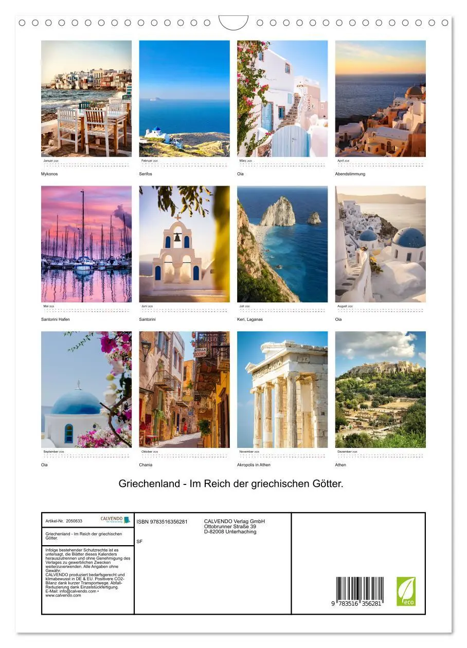 Bild: 9783516356281 | Griechenland - Im Reich der griechischen Götter. (Wandkalender 2026...