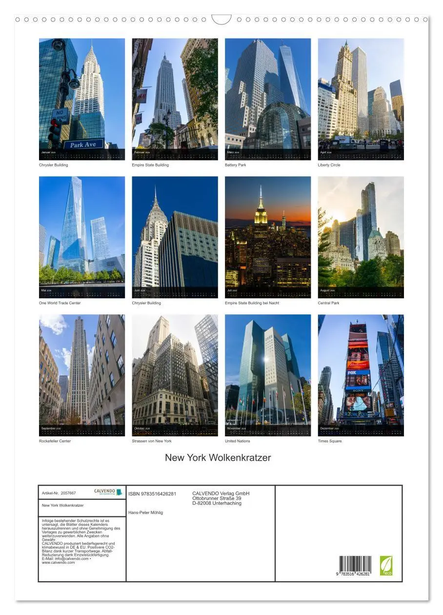 Bild: 9783516426281 | New York Wolkenkratzer (Wandkalender 2026 DIN A2 hoch), CALVENDO...