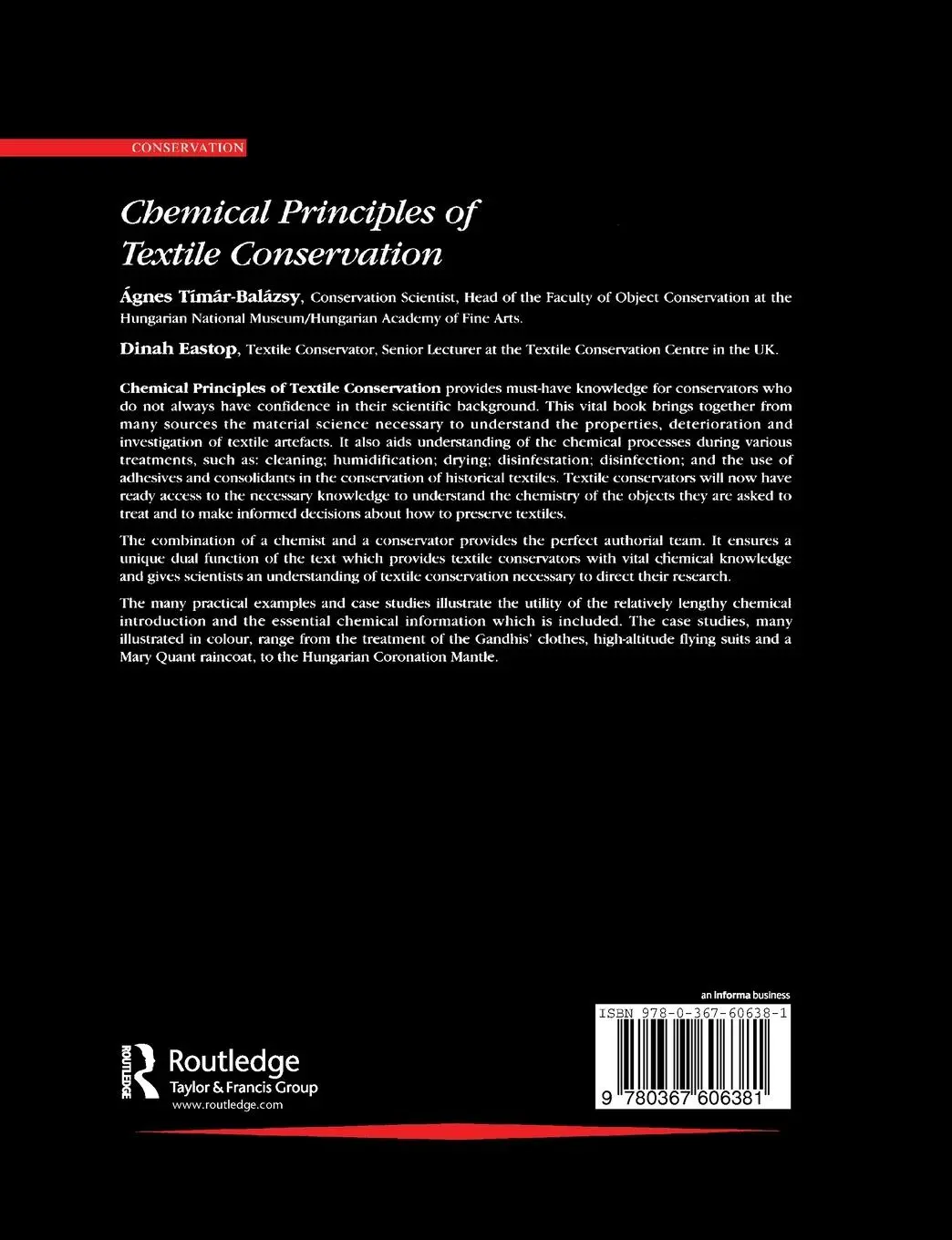 Rückseite: 9780367606381 | Chemical Principles of Textile Conservation | Timar-Balazsy (u. a.)