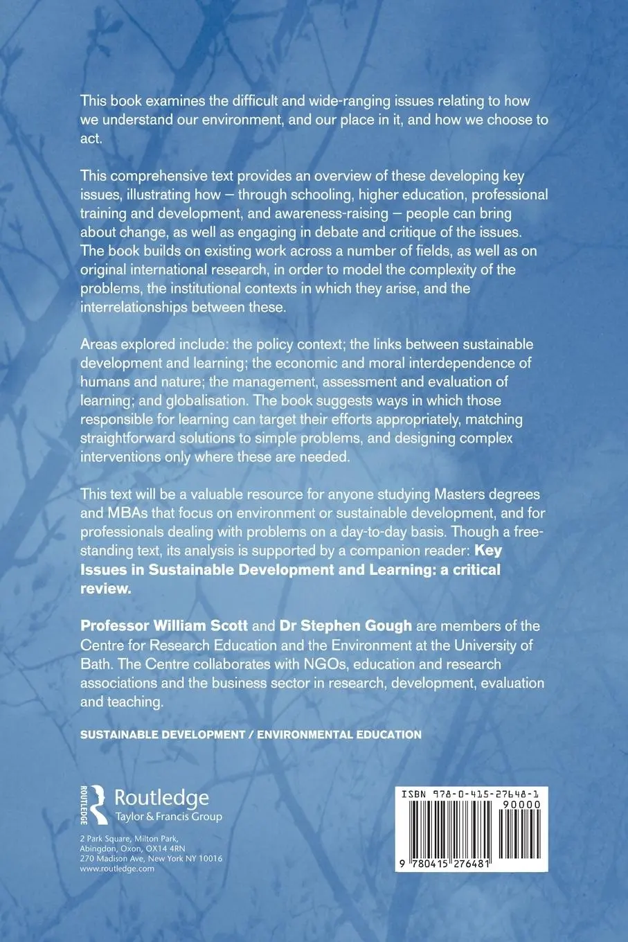 Rückseite: 9780415276481 | Sustainable Development and Learning | framing the issues | Buch