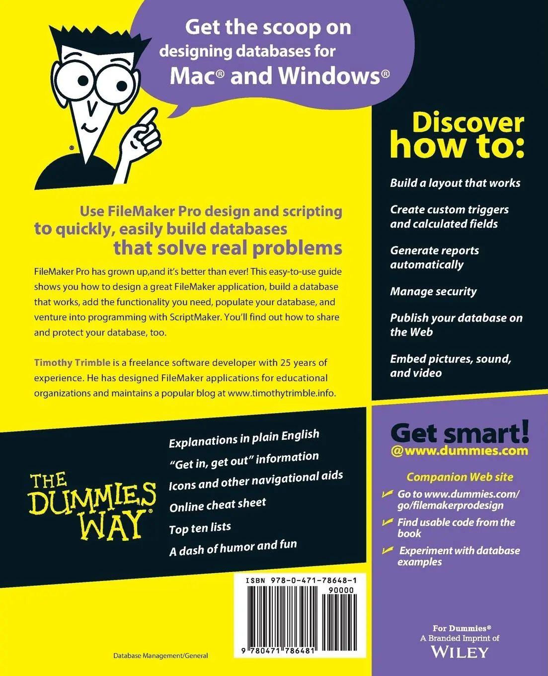 Rückseite: 9780471786481 | FileMaker Pro Design and Scripting for Dummies | Timothy Trimble