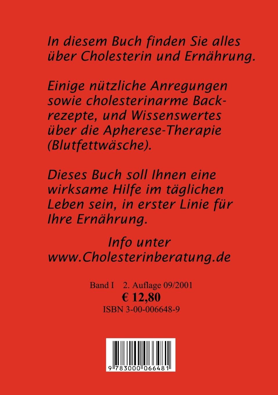 Rückseite: 9783000066481 | Leben mit Cholesterin | Bernhard Sibbe (u. a.) | Taschenbuch | 104 S.