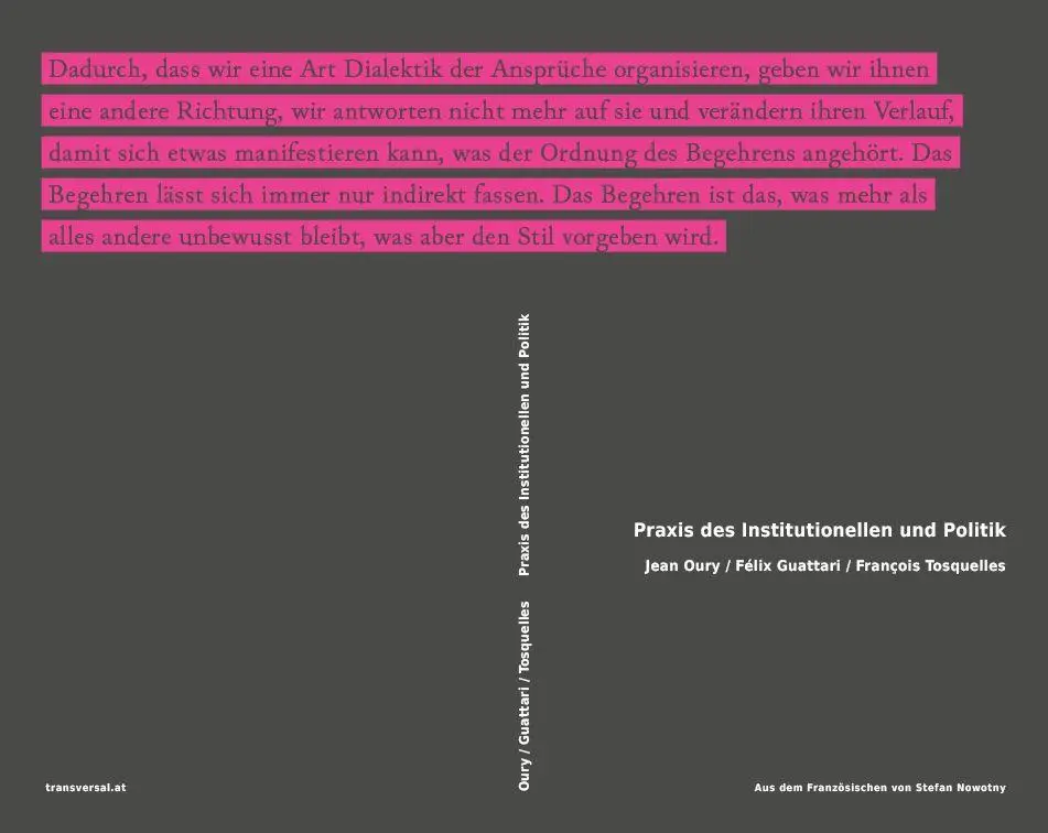 Cover: 9783903046481 | Praxis des Institutionellen und Politik | Jean Oury (u. a.) | Buch