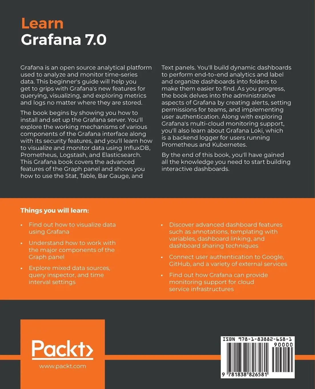 Rückseite: 9781838826581 | Learn Grafana 7.0 | Eric Salituro | Taschenbuch | Englisch | 2020