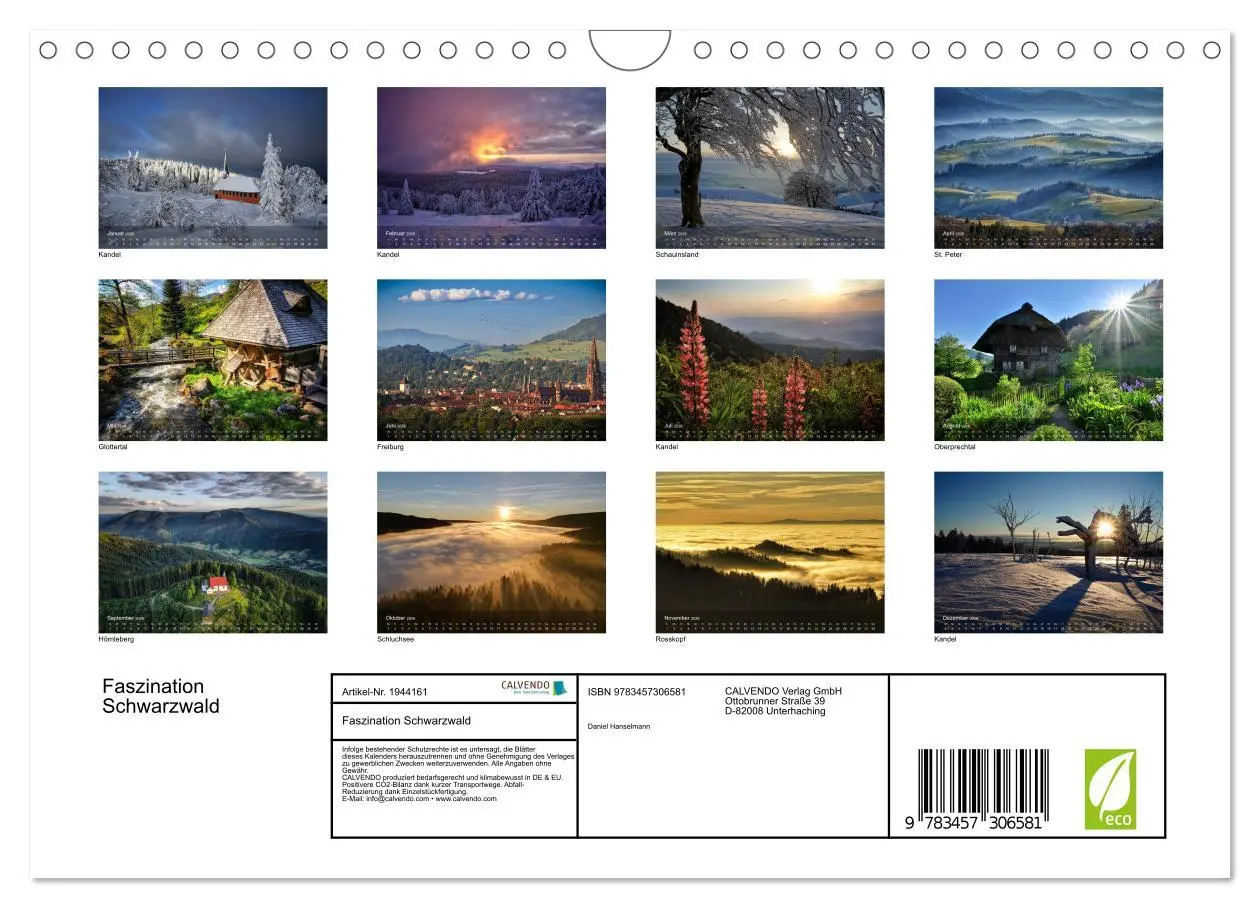 Bild: 9783457306581 | Faszination Schwarzwald (Wandkalender 2026 DIN A4 quer), CALVENDO...