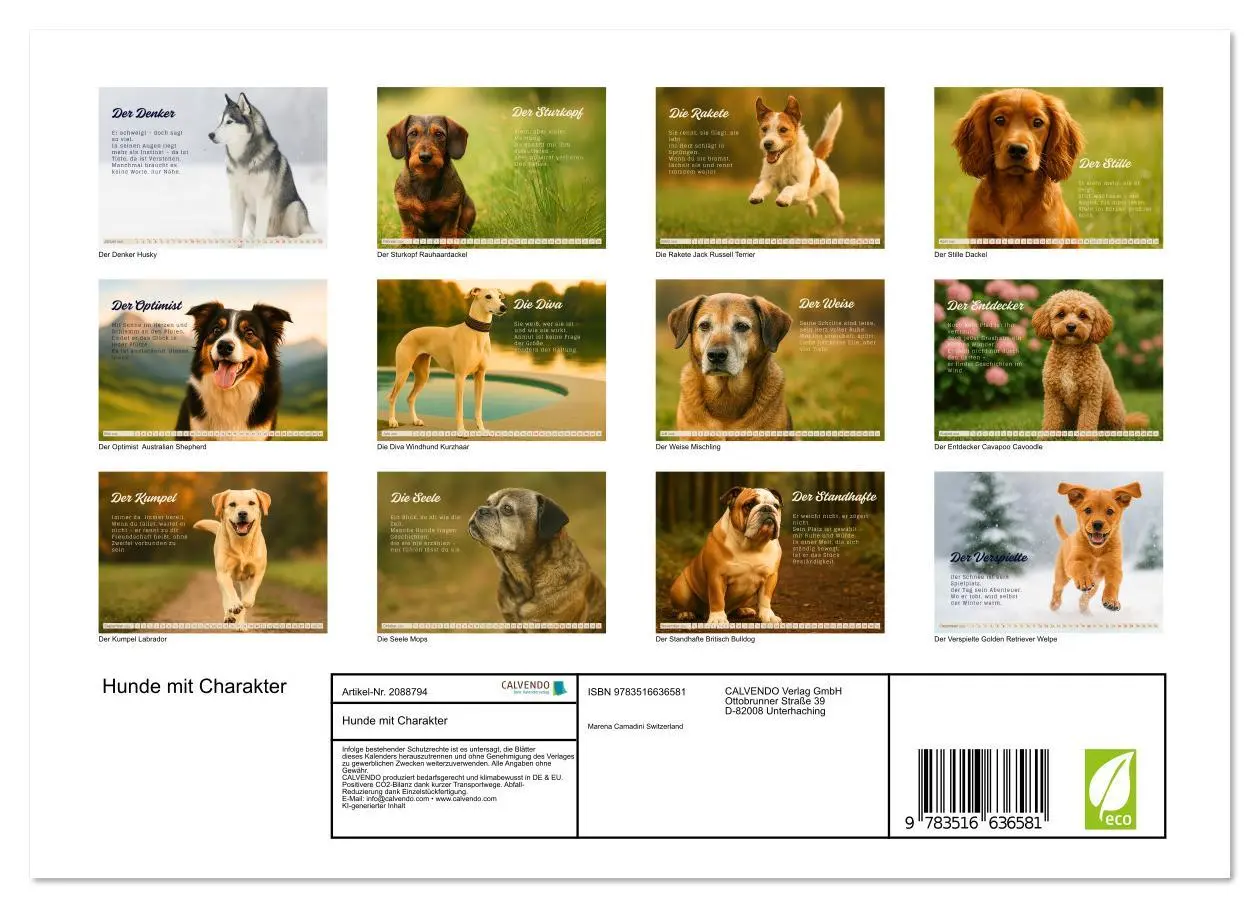 Bild: 9783516636581 | Hunde mit Charakter (Wandkalender 2026 DIN A4 quer), CALVENDO...