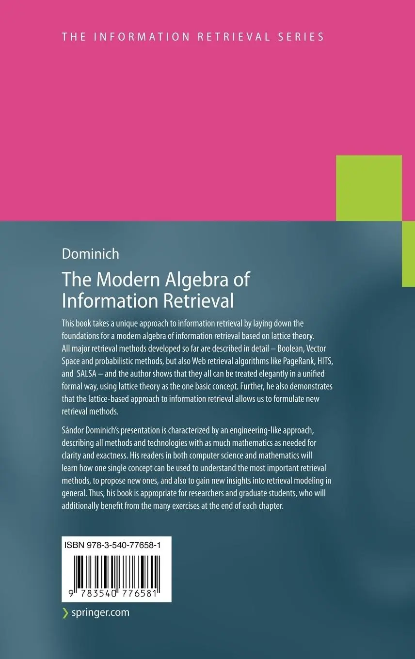Rückseite: 9783540776581 | The Modern Algebra of Information Retrieval | Sándor Dominich | Buch